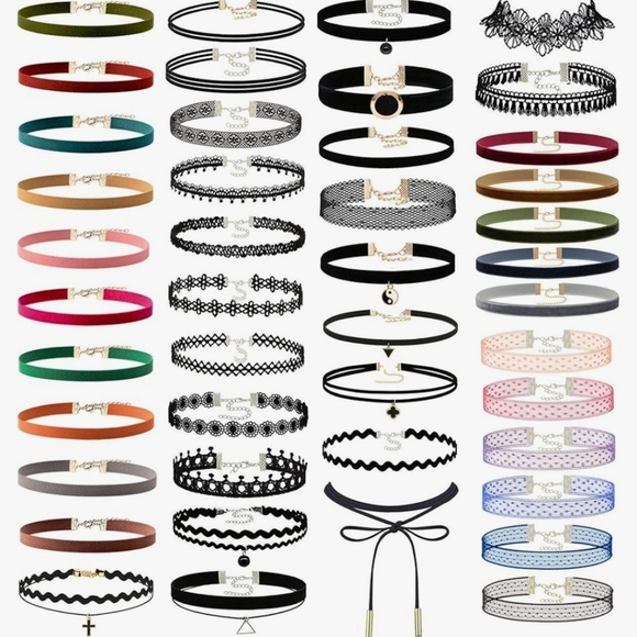 $25 -5 each MYSTERY BOX GRAB BAG each about 14 in long unclasped TATTOO CHOKER - Picture 2 of 5